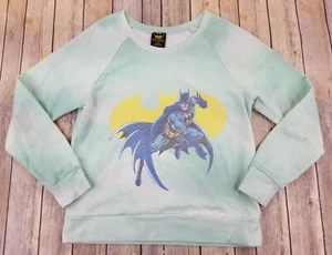 Batman Kids Sweater Size M Graphic Long Sleeve Pullover Green Vintage - Picture 1 of 10