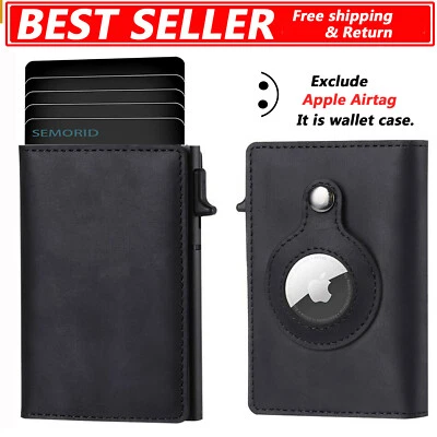 Billetera AirTag de cuero genuino para tarjetas de crédito, funda para etiquetas - Image 1 of 4