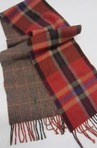Vtg NOS POLO RALPH LAUREN Md ITALY Orange Brown Reversible Tartan Plaid SCARF - Picture 1 of 11