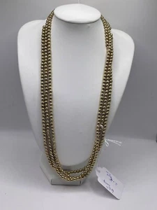Collar de perlas de imitación enchapado en oro vintage de 60" hecho a mano tamaño de cuentas de 0,14" - Imagen 1 de 7