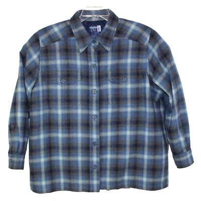 Куртка Venezia Jeans VJ синяя клетчатая шерстяная смесь размер 18/20 полностью на подкладке на пуговицах - Изображение 1 из 4