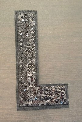 Large Letter L Black Sequin Sew On Patch - Image 1 of 3