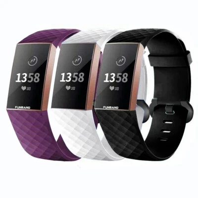 Fitbit Charge 3 4 SE 表带替换硅胶表带腕带 — 第 1/4 张图片