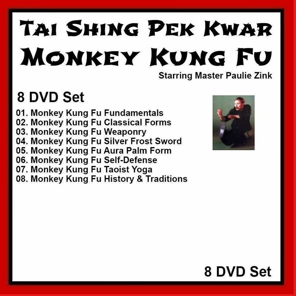 Tai Shing Pek Kwar Monkey Kung Fu Training Series 8 DVD SET with  Paulie Zink - Image 1 of 1
