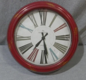 FirsTime & Co Red Relic 10 In Distressed Finish Quartz Round Wall Clock - Picture 1 of 4