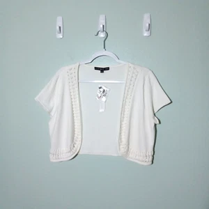 Preston & York Bolero Cardigan Sweater size Large, NEW! Ivory White Knit Shrug - Picture 1 of 8