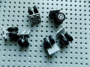 Lego Plate Modified 2x2 with Dual Wheels Holder Black Tires airplane landing x6 - Picture 1 of 2