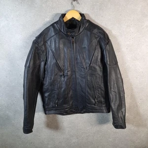 Vintage Unik Heavy Motorbike Leather Jacket Mens Medium Black - Picture 1 of 8