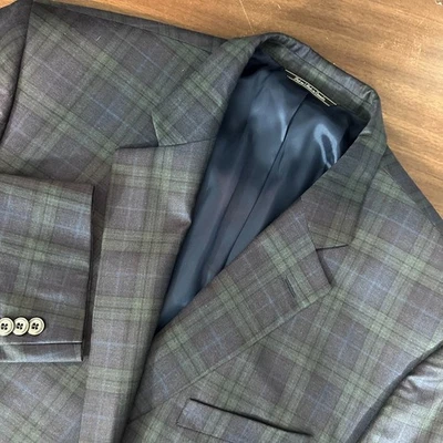 Chaqueta Blazer Jack Victor Blackwatch Super 130's Para Hombre 50L Azul Verde Lana a Cuadros Foto 1 de 4