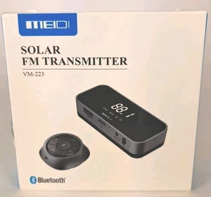 Solar Bluetooth FM Transmitter for Car, MEIDI Bluetooth Car Adapter with Remote - Picture 1 of 2