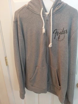 Fender Adult FULL ZIP Gray Long Sleeve Sweatshirt Hoodie Mens SIZE XL - Image 1 of 4