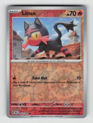 Litten -, , SV05: Temporal Forces, 032/162, Common, Reverse Holo, NM - Image 1 of 2