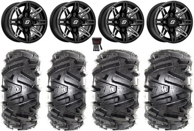 Sedona Rukus 14" Wheels Black +30mm 26" Moto MTC Tires Polaris Sportsman / RZR - Image 1 of 4