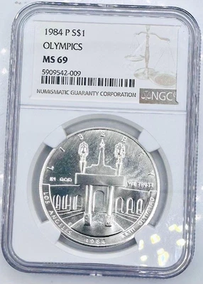 1984-P Olympics Commemorative Silver Dollar 💥NGC MS69💥 - Image 1 of 2