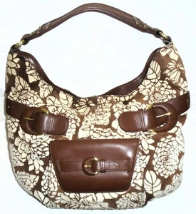 Donald J Pliner Brown Floral Suede Hobo Shoulder Bag - Picture 1 of 8