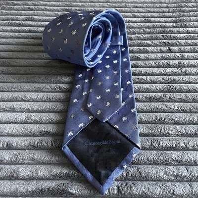 Corbata floral 100 % seda ERMENEGILDO ZEGNA ITALIA azul de lujo bordada Foto 1 de 4