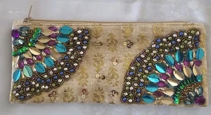 Unique Beaded Sequin Boho Hand Purse with Inner Zip Pouch. - Picture 1 of 5