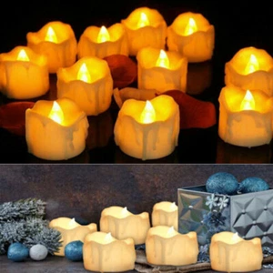 24x Flameless LED Votive Candles Battery Operated Flickering LED Tealight Candle - Picture 1 of 32