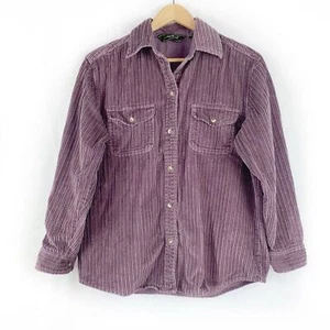 Eddie Bauer Purple Corduroy Button Down Shacket Shirt Jacket - Picture 1 of 7