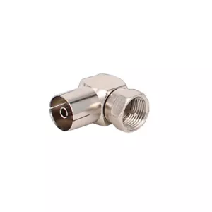 F Type Connector Male To RF 9.5 Female 90 Degree TV Angle Adapter Plug Coupler - Picture 1 of 3