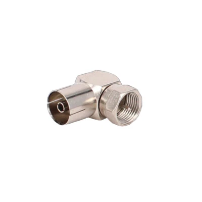 F Type Connector Male To RF 9.5 Female 90 Degree TV Angle Adapter Plug Coupler - Image 1 of 3