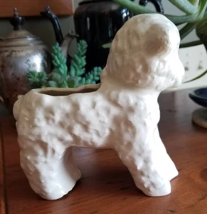 Vintage McCoy White Glaze Ceramic Sheep / Lamb Planter with Bow - Picture 1 of 10