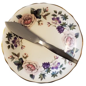 Butter Dish & Knife Set Royal Grafton Longton Stoke on Trent 4.75" D - Picture 1 of 9