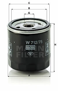 Filtro de aceite MANN-FILTER W 712/75 para BEDFORD, CHEVROLET, DAEWOO, FSO, HOLDEN, IRMSCHER Foto 1 de 1