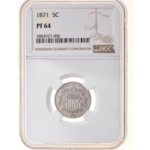[#970329] Coin, United States, Shield Nickel, 5 Cents, 1871, Philadelphia, Proof Cover