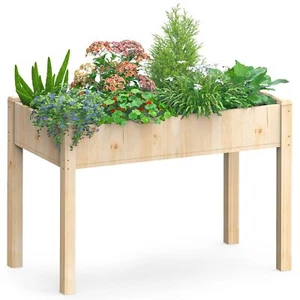 Raised Garden Bed with Legs, 48x24x30in Wood Elevated Planter Box w/Bed Liner - Picture 1 of 3