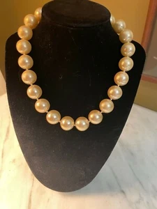 Vintage Grob Faux Geknotete Creme Perlenkette 16 Zoll - Bild 1 von 5
