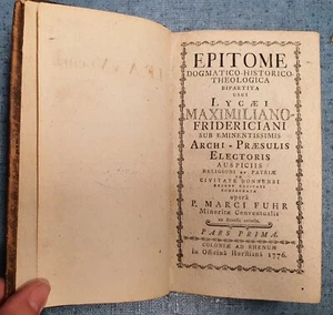 1776 Epitome Dogmatico Historico Theologica Bipartita Antique Book Collectors - Picture 1 of 9
