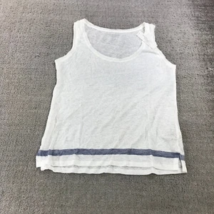 MAJESTIC FILATURES Tank Top Womens 2 Deluxe Shirt White Linen Nautical Blue A34 - Picture 1 of 9