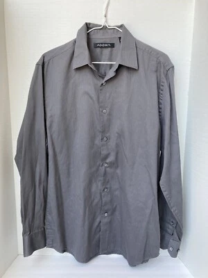 A[X]IST Men's Dress Shirt Medium Dark Gray Long Sleeve Button Down Soft - Image 1 of 4