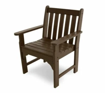 Sillón de comedor de patio exterior de madera de polietileno marrón duradero resistente calidad duradera Foto 1 de 3