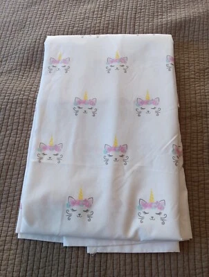 Cute Unicorn Twin Flat Top Sheet White, Pink, Yellow Blue 64x96  - Image 1 of 3