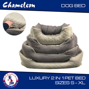 PREMIUM LUXURY 2-in-1 Reversible Dog Bed - Memory Foam - 4 Sizes Available