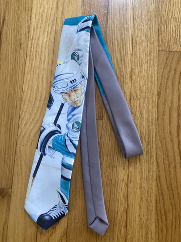 Vintage 1991 Ralph Marlin San Jose Sharks NHL Graphic Necktie made in USA Cover