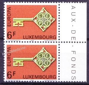 Luxembourg 1968 pair, Europa Key with CEPT Emblem in Key Grip - Picture 1 of 1