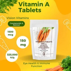 Vitamina A 150 mg (1500 mcg/325.000 UI/g) x250 comprimidos HECHO EN REINO UNIDO - Imagen 1 de 5