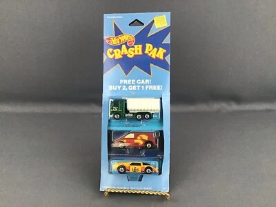 Vintage 1987 Hot Wheels Crash Pak "Crack-Ups & Flip Outs" mit Truckin Cab Cruncher - Bild 1 von 4
