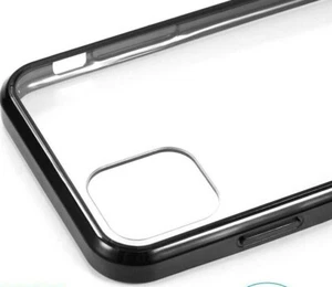 For iPhone 12 / 12 Pro (6.1") Hard TPU Gummy Rubber Case Black Transparent Clear - Picture 1 of 5