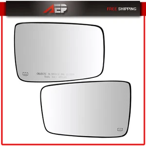 Pair Chrome Flat Heated Door Mirror Glass W/Plate For 11-22 Dodge RAM 1500 2500 - Picture 1 of 6