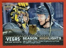  Fleury/Karlsson 2017-18 Vegas Knights Upper Deck Golden Parallel Card #44 QTY!