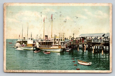Glass Bottom Power Boats Pier Avalon  Catalina Island California P803 - Image 1 of 2