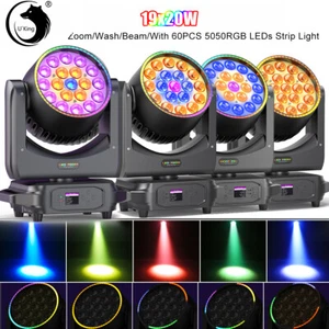 UKing 4PCS 19x20W LED Zoom Moving Head Stage Light RGBW Wash Lighting Party Beam - Picture 1 of 12