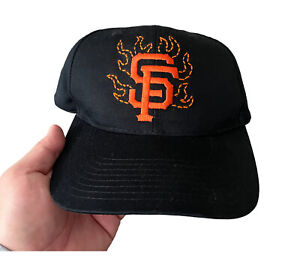 Vintage San Francisco Giants Custom Flames Fire Plain Logo Snapback Hat Cap