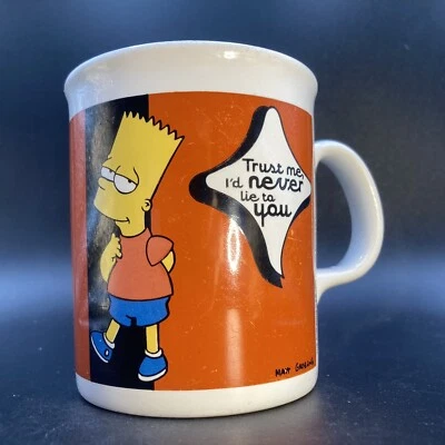 Taza cerámica vintage 1998 Bart "Trust Me I'd Never Lie To You" Los Simpson Tams - Imagen 1 de 4
