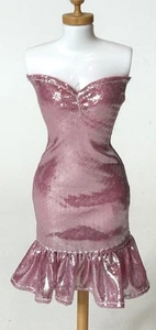 Barbie Puppe Clone kurz rosa metallic Kleid ärmellos - Bild 1 von 3