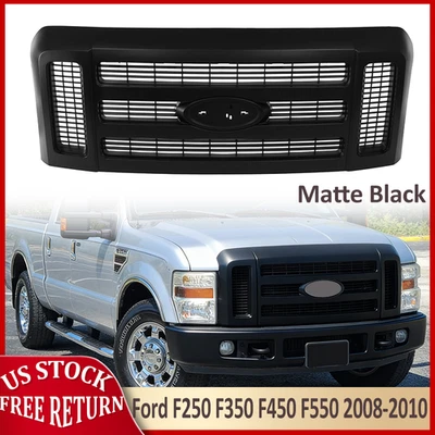 Grelha frontal preta fosca para Ford F250 F350 F450 F550 Super Duty XLT 2008-2010 - Imagem 1 de 4